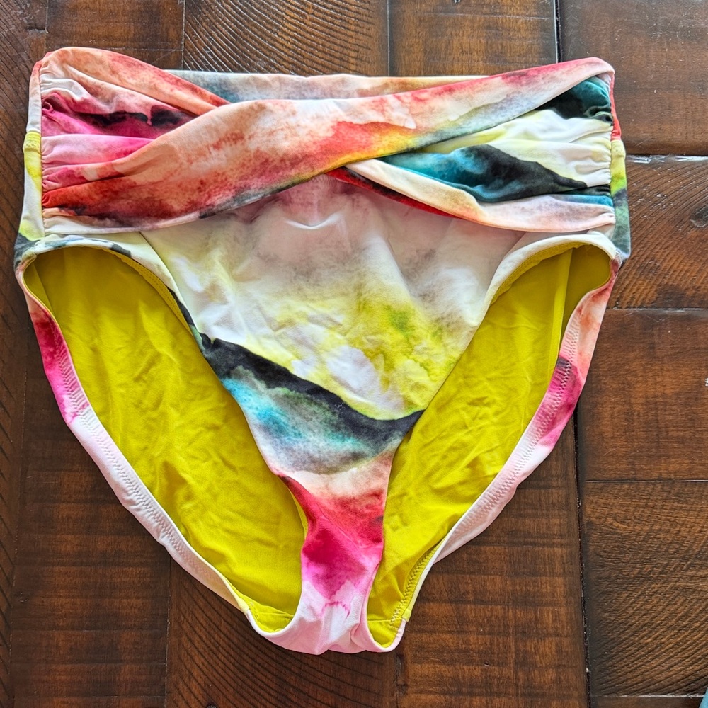 CALIA by Carrie Underwood High-Waist Bikini Bottom in Yellow, Pink, Blue, Black